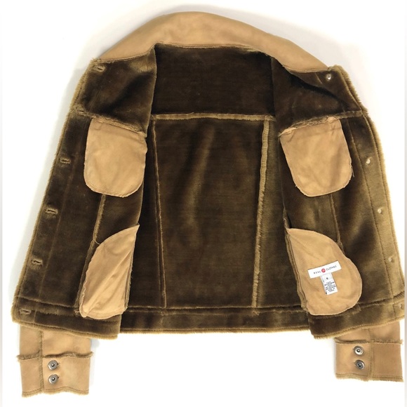 Saks Fifth Avenue Jacket Tan Faux Suede Real Clothes - Picture 8 of 13